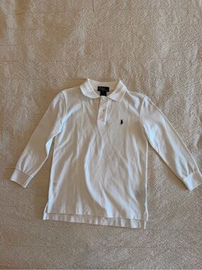 Polo by Ralph Lauren White Long-Sleeve Cotton Polo with Embroidered Pony